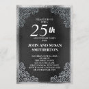 Recherche de 25 mariage anniversaire invitations Noir