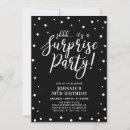 Recherche de surprise adulte anniversaire invitations Noir et blanc