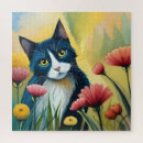 Recherche de chaton noir puzzles Fleurs