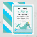 Recherche de narwhal party invitations Bleu