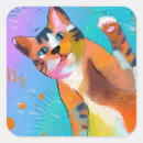 Recherche de chat coloré autocollants Tiré à main