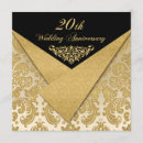 Recherche de 20 ans de mariage cartes invitations Noir et or