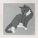 Suche nach grau und weiß puzzle Katze