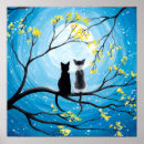 Recherche de lune chat art Nuit étoilée