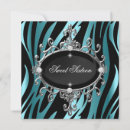 Recherche de rayure de zèbre invitations Bleu