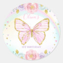 Recherche de anniversaire papillon autocollants Rose et or