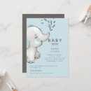 Recherche de gris bleu baby shower invitations Éléphant