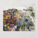 Recherche de terre italie cinque cartes postales Aquarelle
