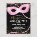 Recherche de mardi gras 16ans anniversaire invitations Noir