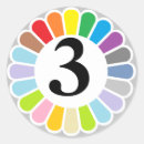 Recherche de numéro 3 autocollants Coloré