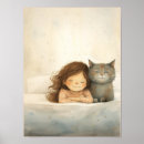 Suche nach mädchen mit katze poster Illustration