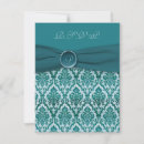 Recherche de monogramme vert de damassé invitations Vintage