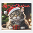 Recherche de chat père noël autocollants Xmas