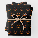 Recherche de visage citrouille halloween papier cadeau Orange
