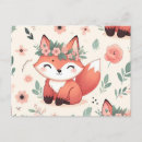 Recherche de renard floral cartes postales Mignon