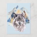 Recherche de tête loup cartes postales Aquarelle