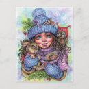 Recherche de lapin fille cartes postales Aquarelle