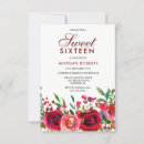 Recherche de red rose 16ans anniversaire invitations Floral