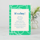 Recherche de garçons de partie invitations Bleu vert