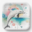Recherche de dauphins assiettes en papier Aquarelle