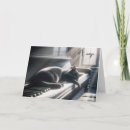 Recherche de humour de piano cartes postales Chat