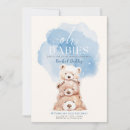 Recherche de triplet baby shower invitations Bleu