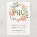 Recherche de pink floral 1ans anniversaire invitations Fille premier anniversaire