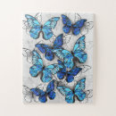 Recherche de papillons bleus puzzles Blanc
