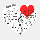 Recherche de notes de musique autocollants Coeur rouge