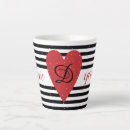Recherche de coeur et rayure tasses Noir et blanc