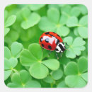 Recherche de coccinelle sur feuille autocollants Rouge