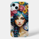 Recherche de visage de femme iphone coques Bleu