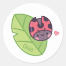 Recherche de coccinelle sur feuille autocollants Mignon