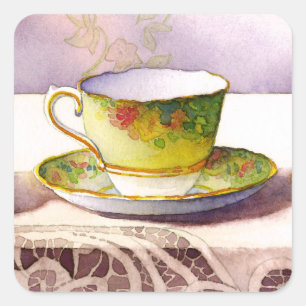 0001 Teacup on Lace Stickers