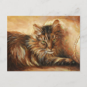 0005 Katze auf Kissen Postkarte
