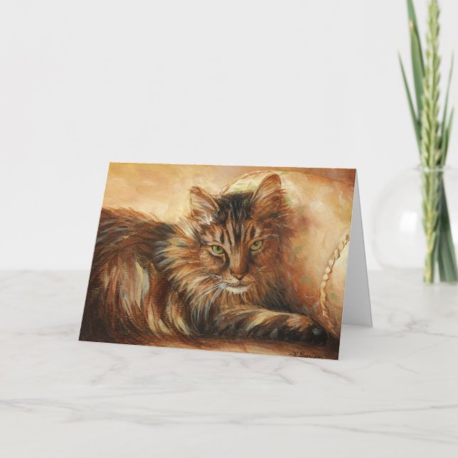 0005 Katze auf Pillow Birthday Card Karte (Vorderseite)