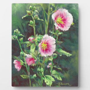 0013 Pink Hollyhocks Fotoplatte