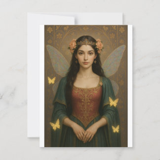 001_A fairy princess in teal green and crimson. Postkarte
