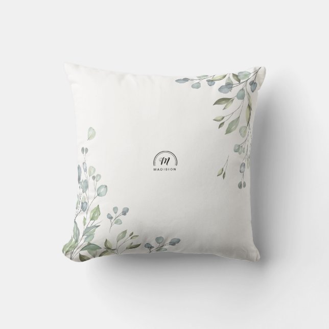 001 Blätter Eukalyptus Greenery Einfach Minimalist Kissen (Vorderseite)