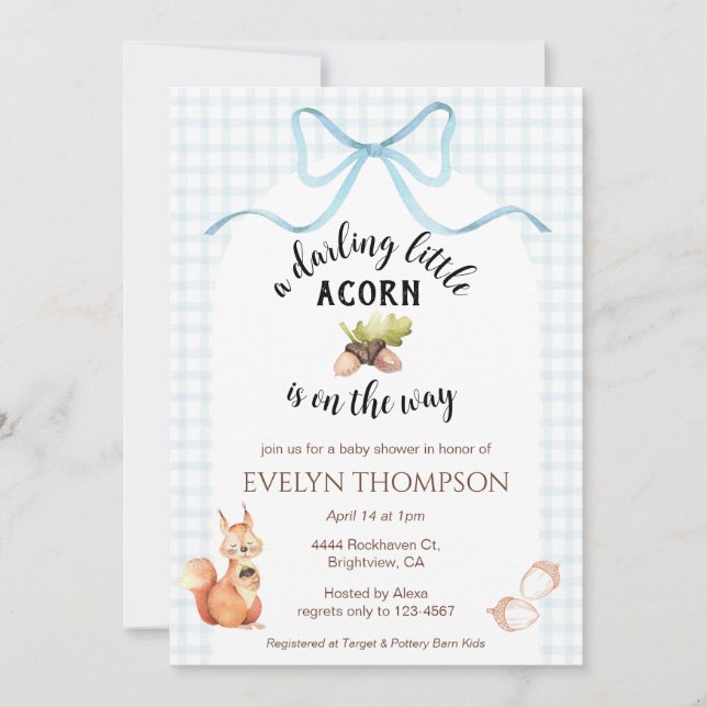 001 Écureuil céleste Invitation à la baby shower a (Devant)