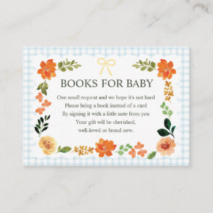 001 Himmelblaue Gingham-Baby-Shower-Beilagekarte Begleitkarte