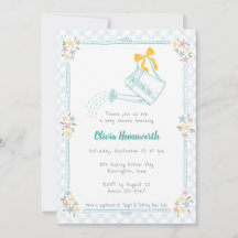 001 Himmelblaue Gingham-Gießkanne Baby Shower