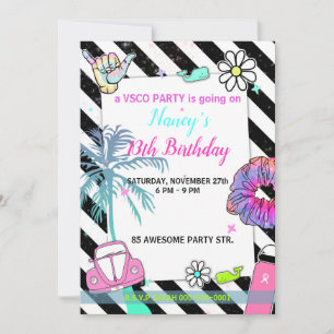 001 Teenager-Mädchenparty vsco trend Thema Einladung