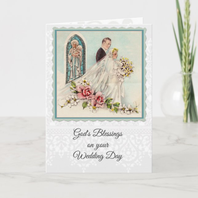 0025 katholische Hochzeitkarte mit Schrift & Vers Karte (Vorderseite)