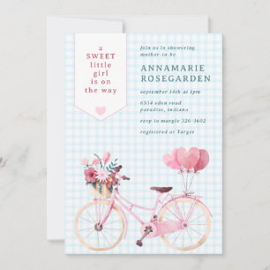 002 Cerulean Sweet Floral Mädchen Fahrrad Baby Sho Einladung