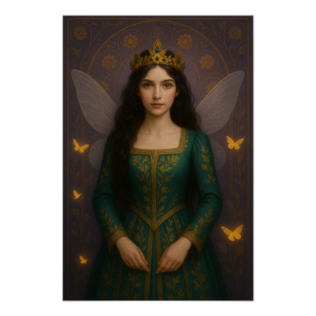 003_A fairy princess in emerald green. Poster (Vorderseite)
