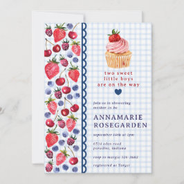 003 Cobalt Blau Berry Patch Cupcake Babyparty Einladung