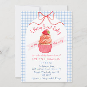 003 Kobaltblau Beeren Süße Erdbeer Baby Shower Einladung