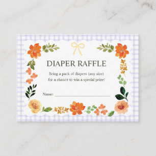 005 Iris Gingham Baby-Shower-Windel-Raffel Begleitkarte