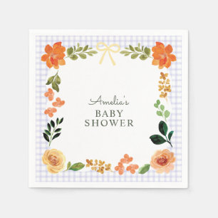 005 Iris Lavendel Blumen Gingham Babyparty Serviette